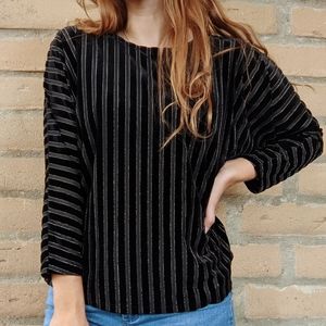 J. Jill black and silver 3/4 sleeve shirt